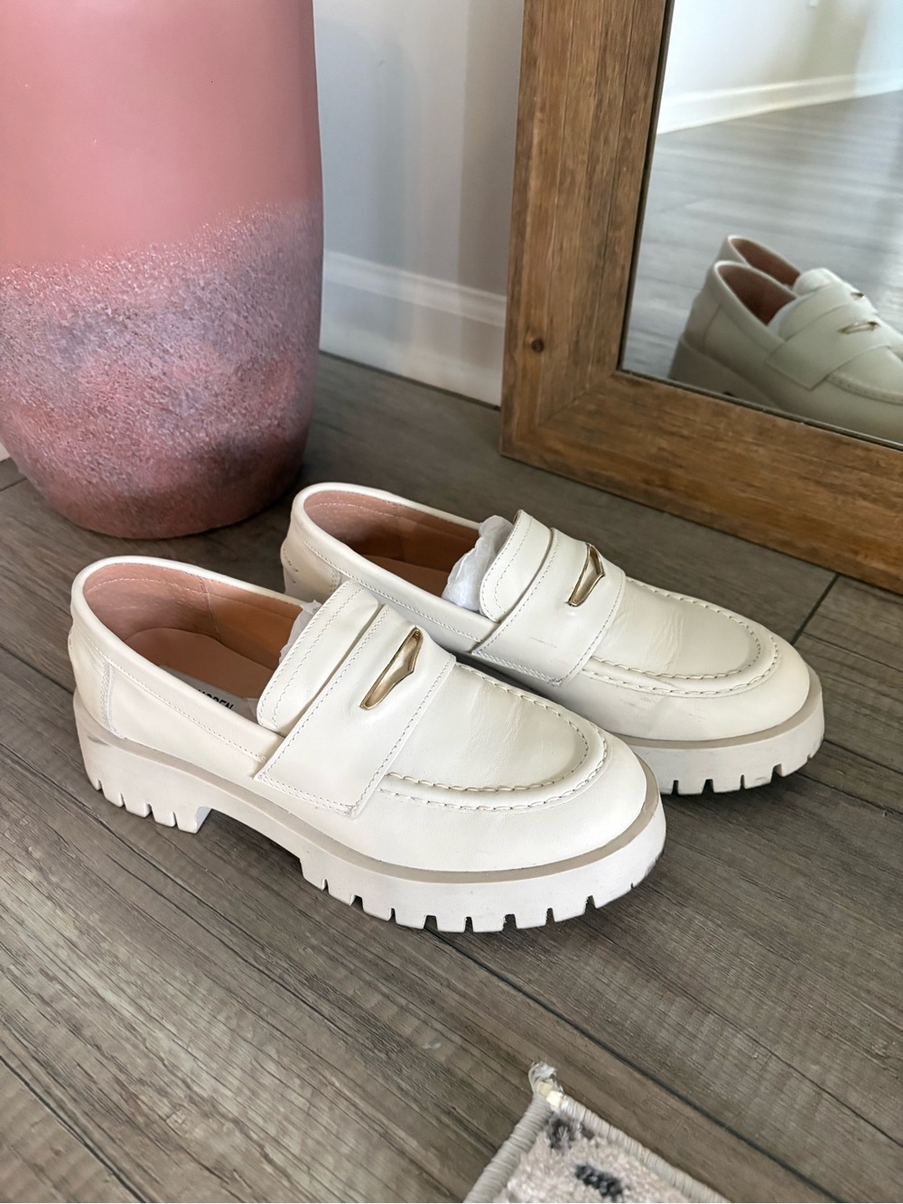 Steve Madden Women’s Chunky White Leather Loafers